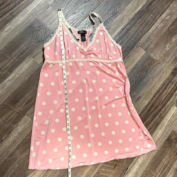 Pink Polka Dot Lace Trim Nightgown - Picture 4 of 5